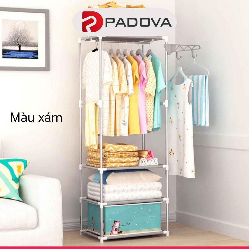 Kệ Treo Quần Áo Chữ H 4 Tầng 3 Ngăn Loại Lớn Có Móc Treo Bên Cạnh PADOVA 9571