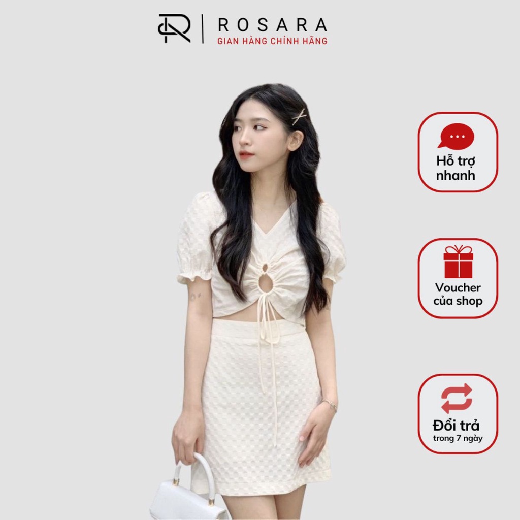 Bộ Áo Crotop Cộc Tay Thun Xốp Kèm Chân Váy Sang Chảnh SS04