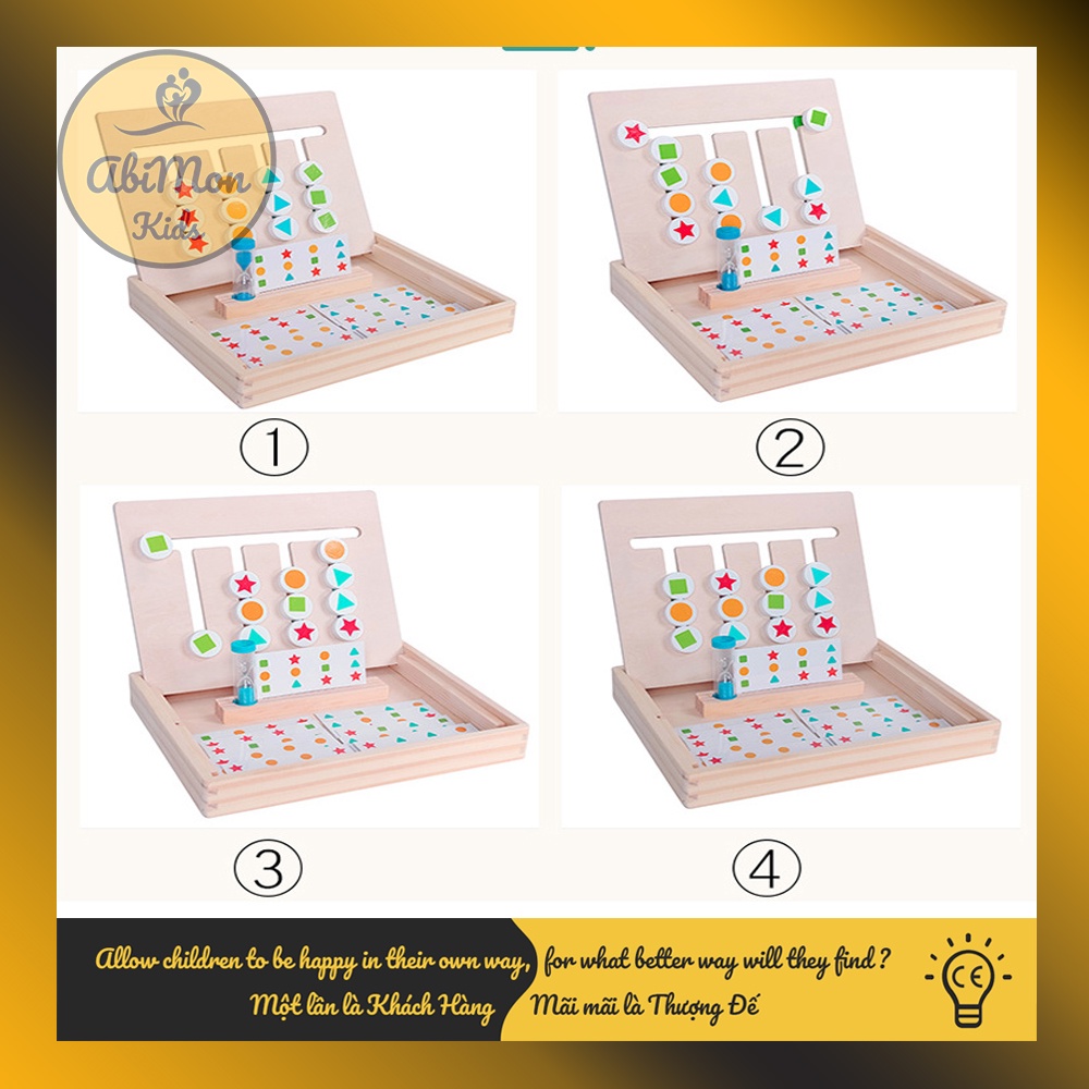 Trò Chơi Tư Duy 4 Màu Cho Bé (Four Color Game) ☘️ Montessori ✨ Đồ chơi Gỗ - Giáo Dục - An toàn - Thông minh