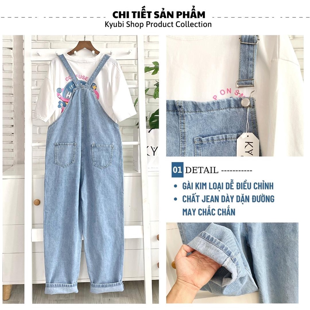 Quần yếm jean dài KYUBI form rộng phong cách ulzzang có túi (Nhiều mẫu) - Yềm quần bò jeans YUNI