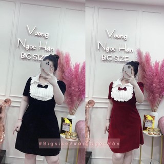 Đầm nhung tiểu thư cổ phối sơ mi bigsize vương ngọc hân