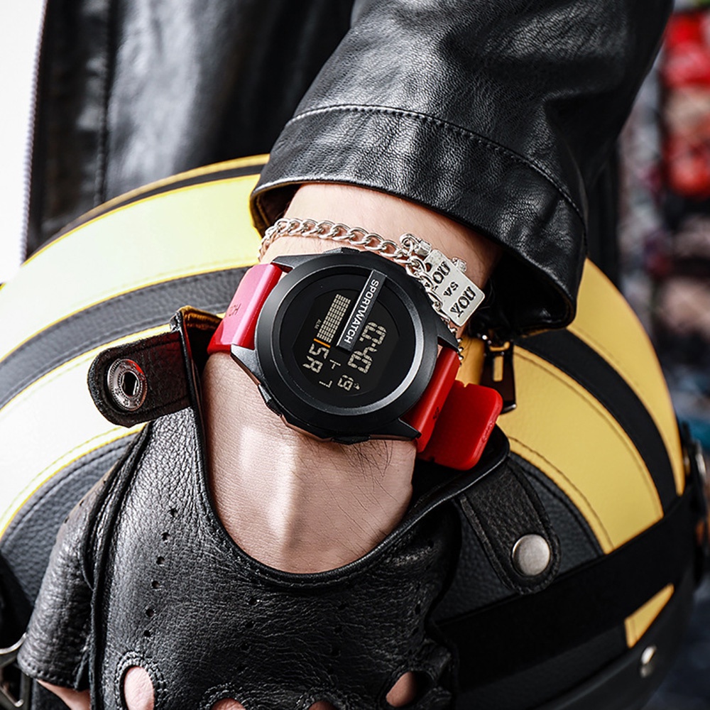 1 Đồng Hồ Điện Tử Mặt Kính Đen Cho Nam