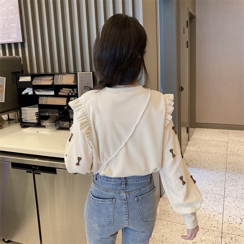 ZHELIHANGFEI Áo Len Tay Dài Giả Hai Lớp Lưng Cao Phong Cách Phương Tây