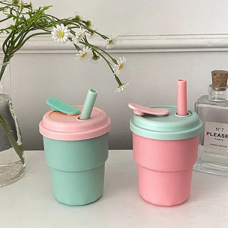 Bình Nước Silicone 450ML Kèm Ống Hút