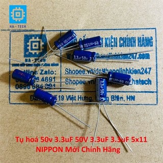 Tụ hoá 50v 3.3uf 50V 3.3uF 3.3UF 5x11 Nippon Chính hãng mới 100%