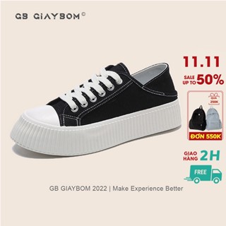 Giày Bata Nữ Đế Bằng Vải Canvas Gót Cao Êm Thích Hợp Đi Làm, Học, Chơi Màu Đen Trắng Vàng giayBOM Classics B1807