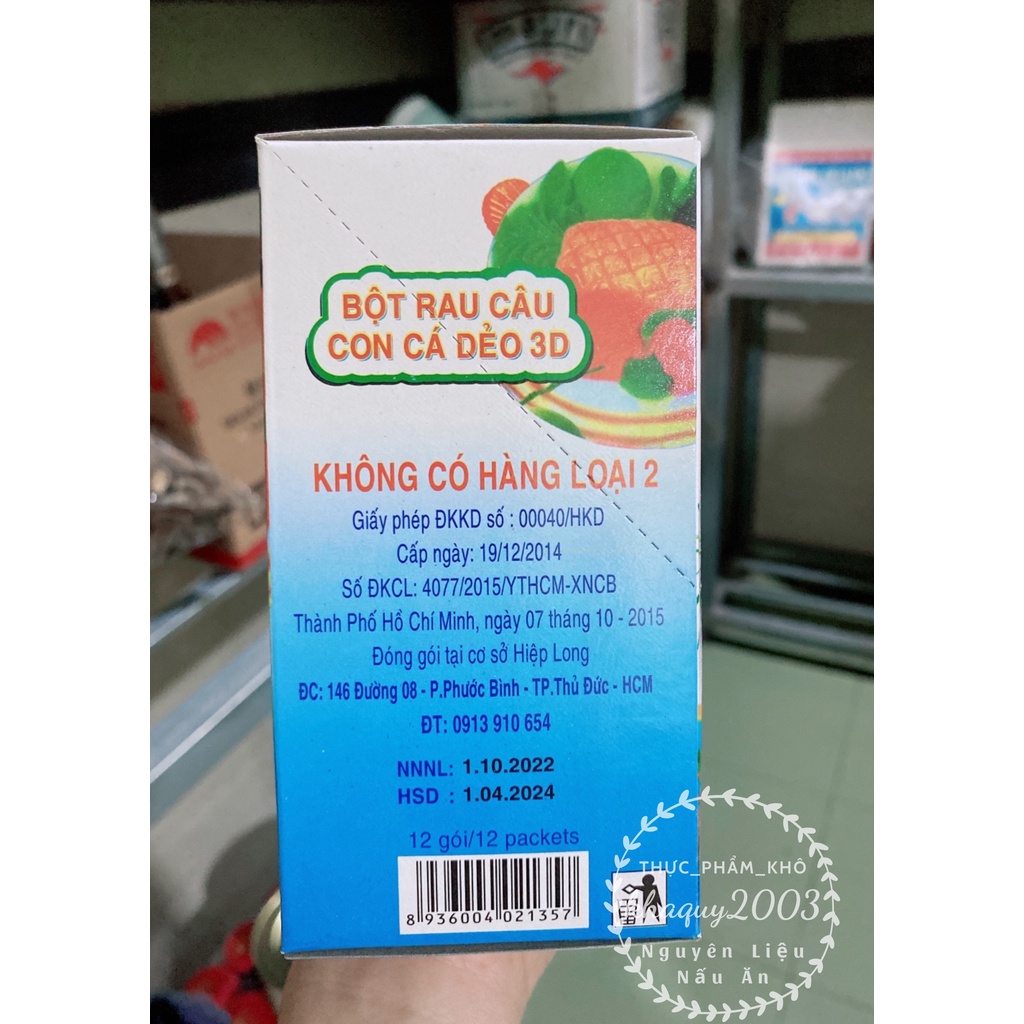 Bột rau câu con cá dẻo 3D Hiệp Long 12gr