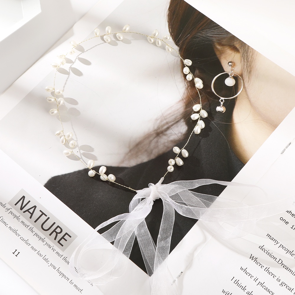 Băng Đô Vải Lưới Đính Hoa Và Ngọc Trai Thời Trang Cho Bé Gái