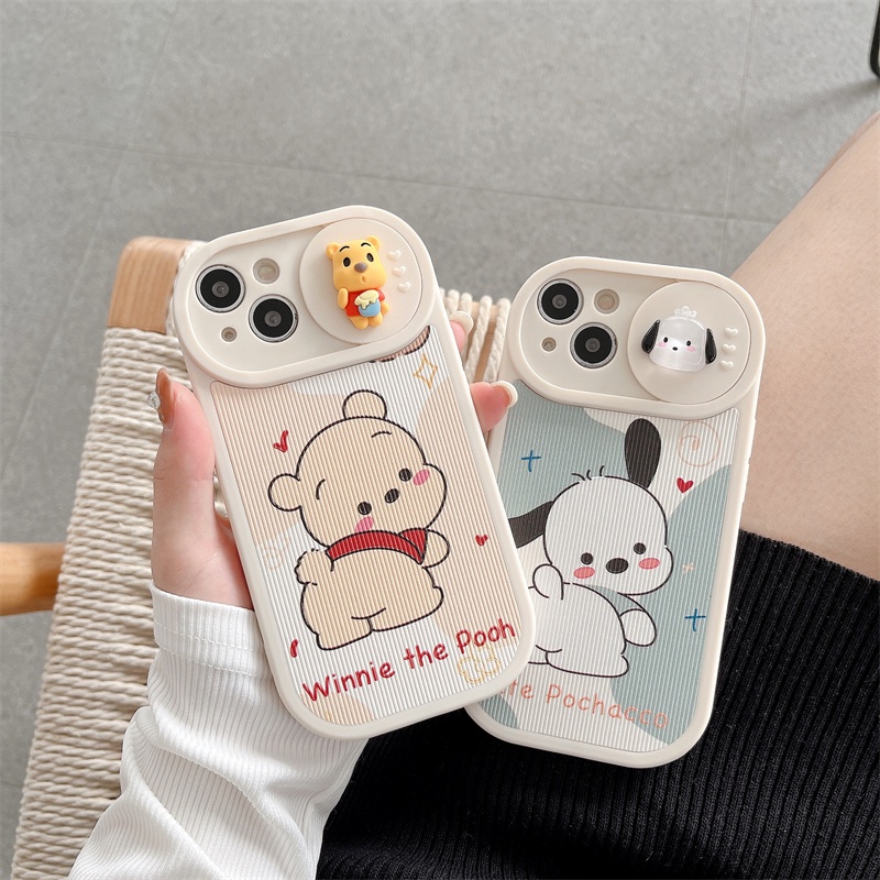 DISNEY Ốp Điện Thoại TPU Silicon Mềm Hình Cún Winnie Hoạt Hình 3D Cho iPhone 14 12 11 13 Pro Max 14 Plus