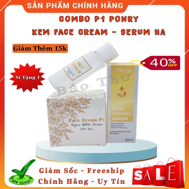 Combo P1 Ponry SERUM HA + KEM FACE P1