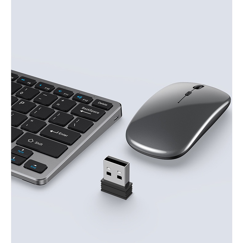 Bộ chuột và bàn phím đa kết nối  bluetooth + wireless 2.4G dùng sạc hỗ trợ máy tính, điện thoại, laptop