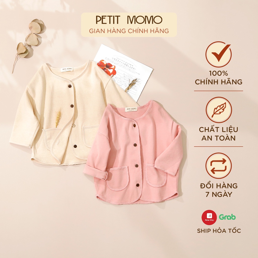 Áo Cardigan Cho Bé PETIT MOMO Chất Vải Nỉ Dày Dặn Thiết Kế Dài Tay Có Túi Dễ Thương H170
