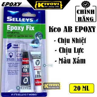 Keo AB 2 Thành Phần Selleys Epoxy Fix Super Steel Nhỏ 20ml - Keo Dán Đa Năng Chịu Nhiệt,Dán Sắt, Đá ,Kính,...- Kivovi
