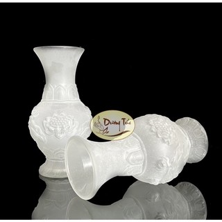 Bình Hoa Thờ Cúng Bằng Đá Lưu Ly - Trắng