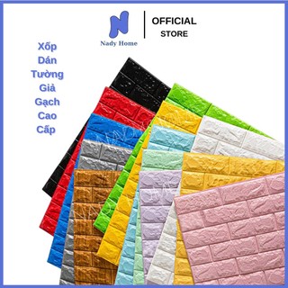Miếng Xốp Dán Tường Vân gạch 3D mặt sau có sẵn keo, chống nóng chống thấm giá rẻ