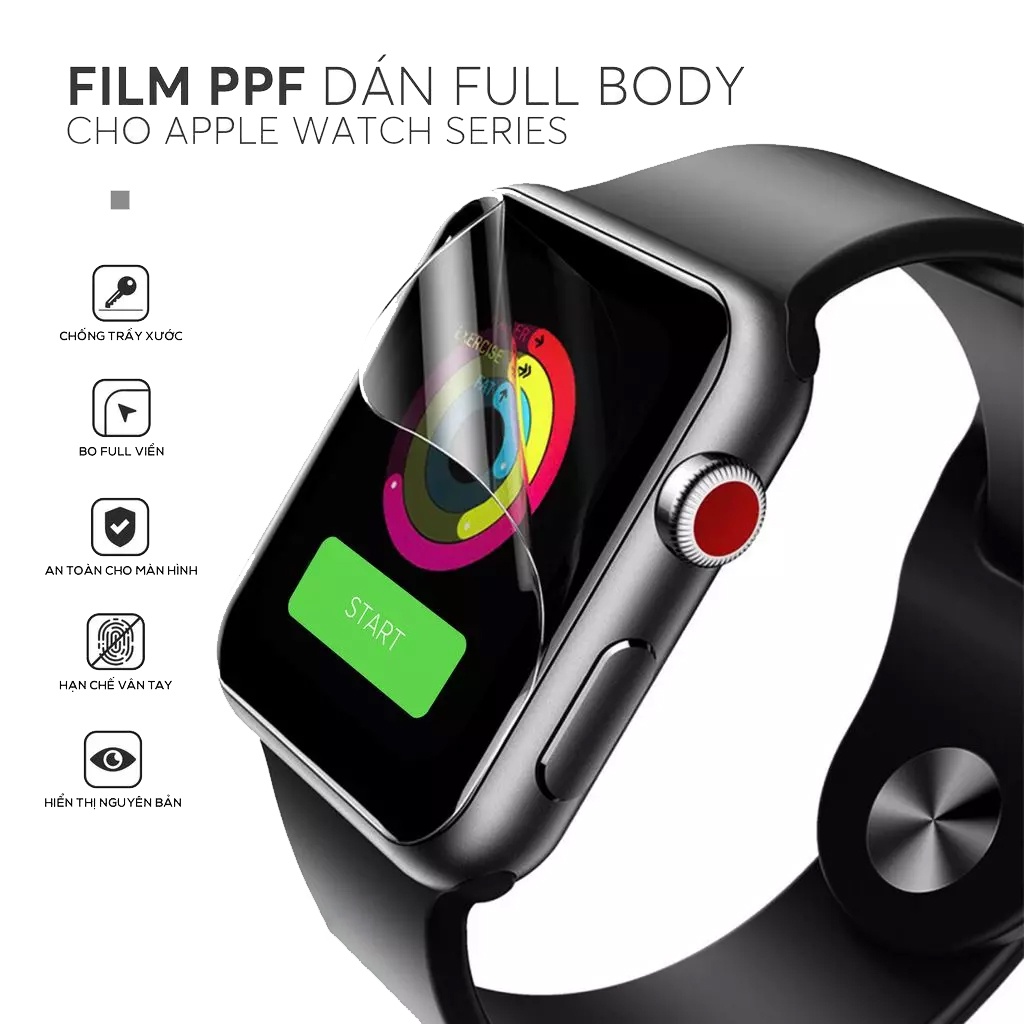 Miếng dán Ppf apple watch full 38mm, 40mm, 42mm, 44mm 45mm 49mm chống trầy xước rơi vỡ tự phục hồi bảo vệ màn hình