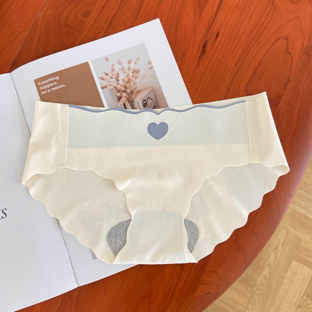 Quần Lót Cotton Màu Trơn In Họa Tiết Trái Tim Thoải Mái Dành Cho Nữ