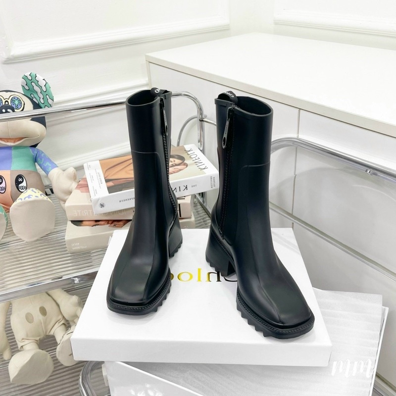 Boot chloe cổ cao đế răng cưa mũi vuông cao cấp