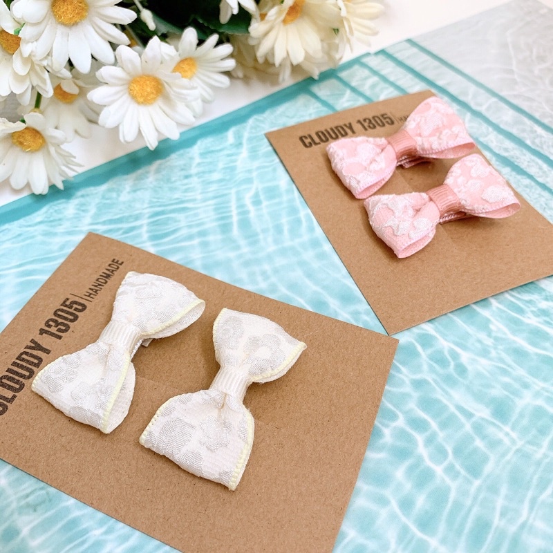 Set kẹp tóc mini 5cm thêu hoa dễ thương