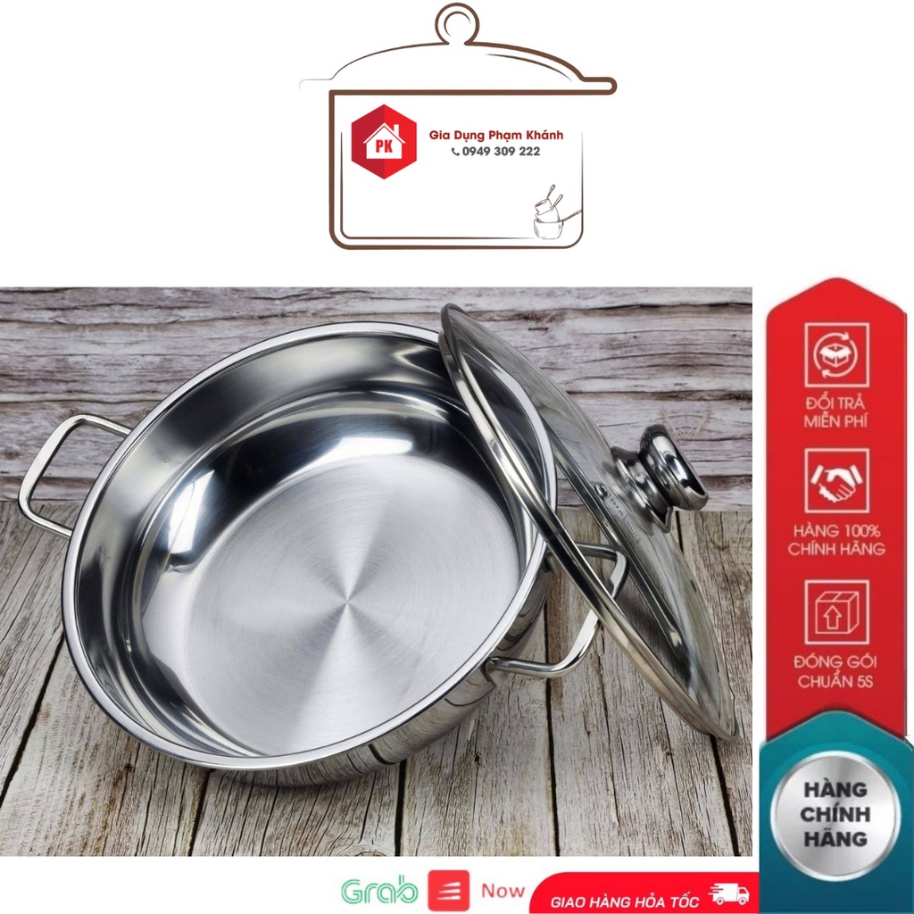 Nồi Lẩu Inox 430 3 Đáy Nắp Kính Fivestar Sử Dụng Được Cho Bếp Điện Từ