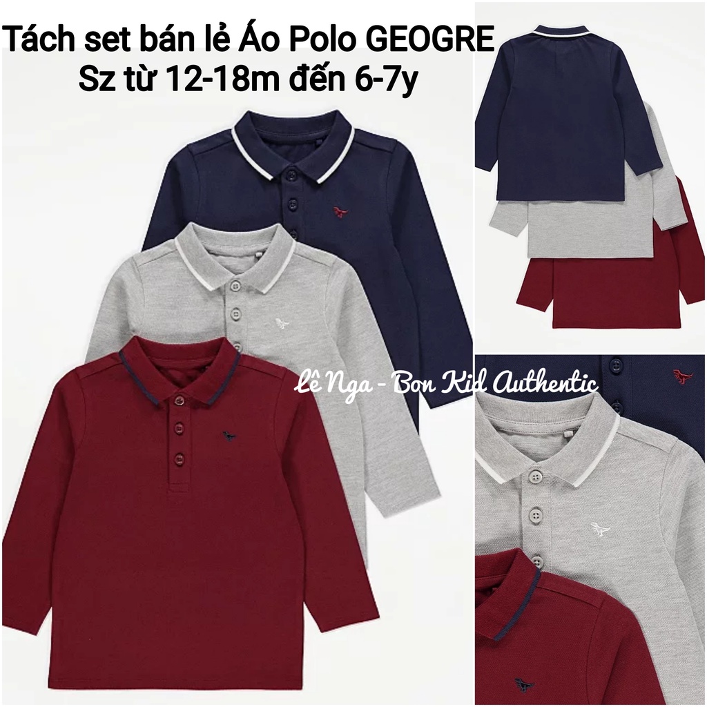 TÁCH SET Áo polo GEOGRE chính hãng tách bán lẻ 1 chiếc sz từ 12-18m đến