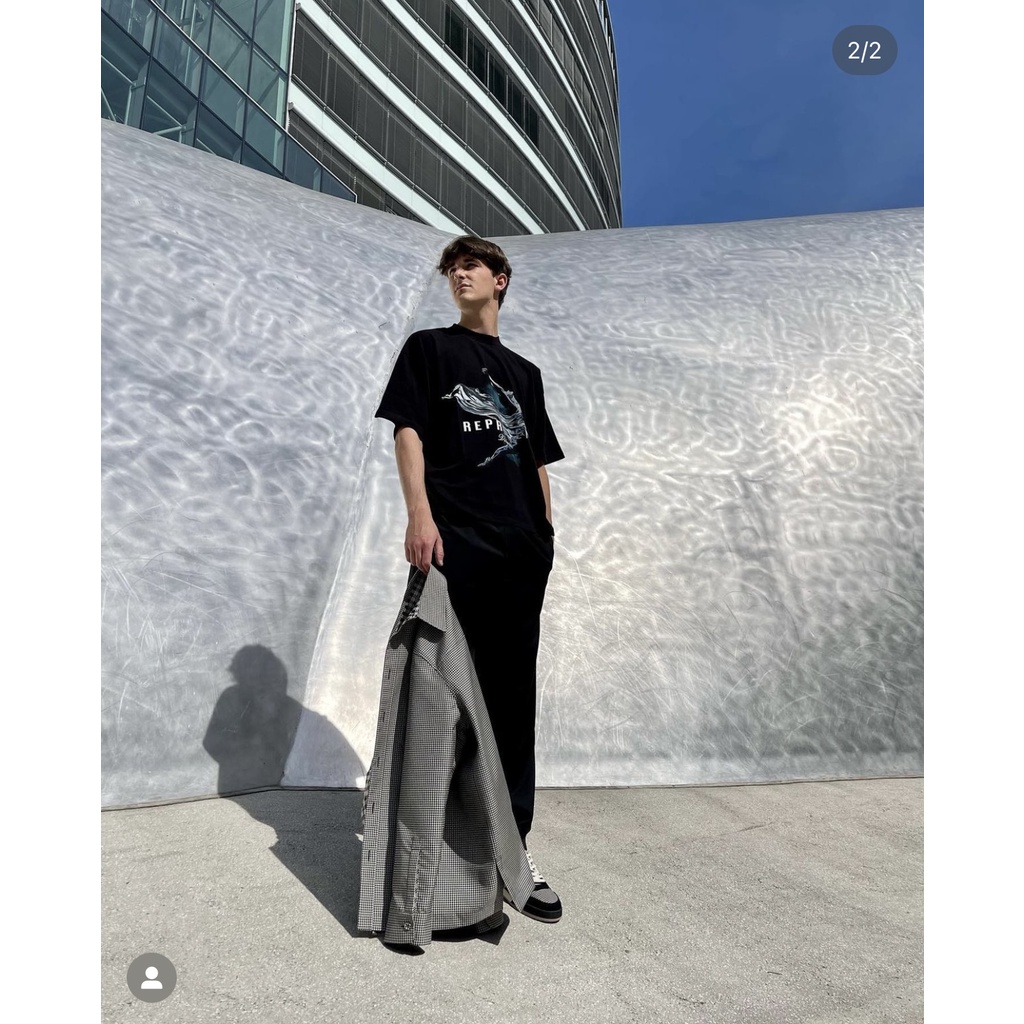 REP Abstract Dancer Slogan Print Short Sleeve RESENT T-shirt Retro High Street Couple Loose Cotton Half Sleeve