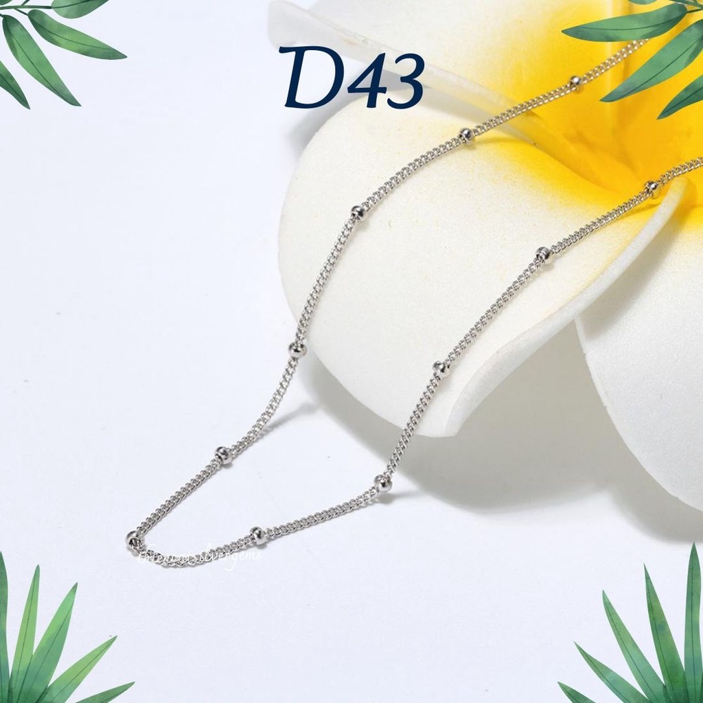 D43 Dây chuyền mắt xích bi mỏng 45cm Bạc thật Thiên Cát s950