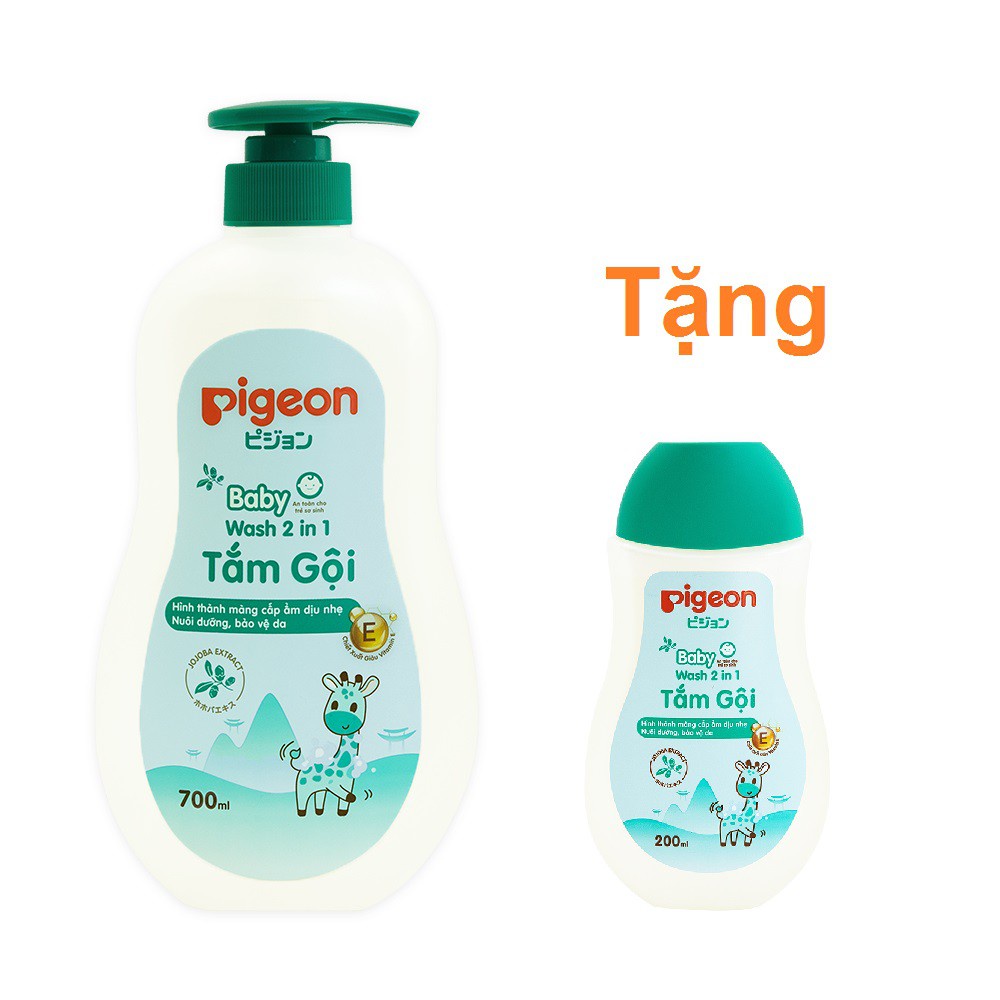 Sữa tắm gội Pigeon 2 trong 1 700ml chính hãng, tặng chai 200ml