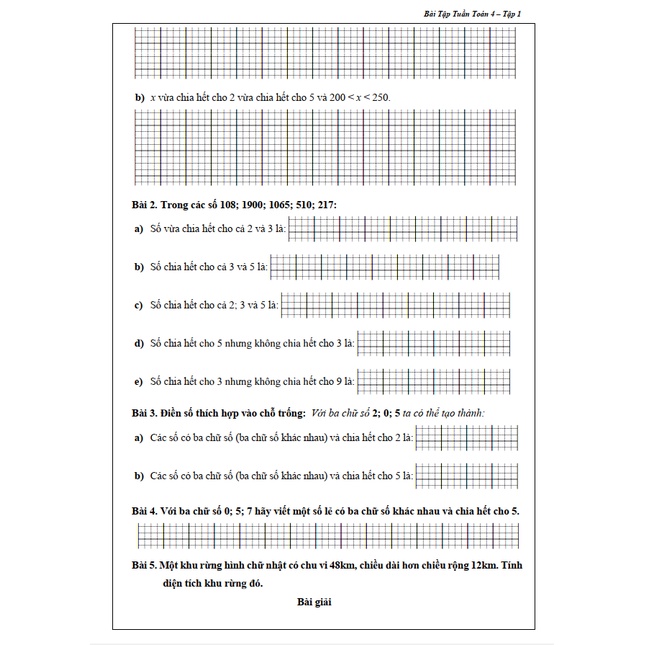 Sách - Bài Tập Tuần Toán Lớp 4 - Tập 1 (1 cuốn)