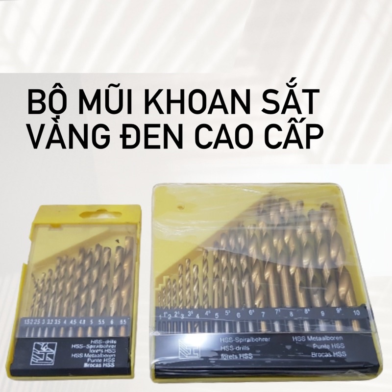 Bộ Mũi Khoan Sắt Thép Gỗ Đa Năng Vàng-Đen Cao Cấp, Có thể khoan gỗ, sắt thép, thủy tinh, gốm sứ, gạch men, tường bê tông