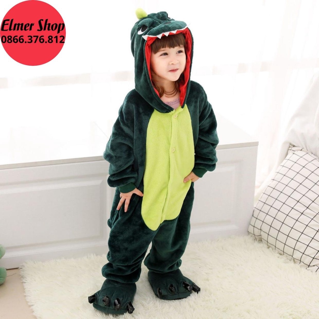 Bộ đồ khủng long cho bé Elmer Shop BDTKL03, quần áo khủng long cosplay hoạt hình nhiều màu sắc dễ thương