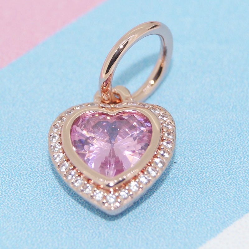 Charm xỏ trái tim viền đính đá - Linhcharms