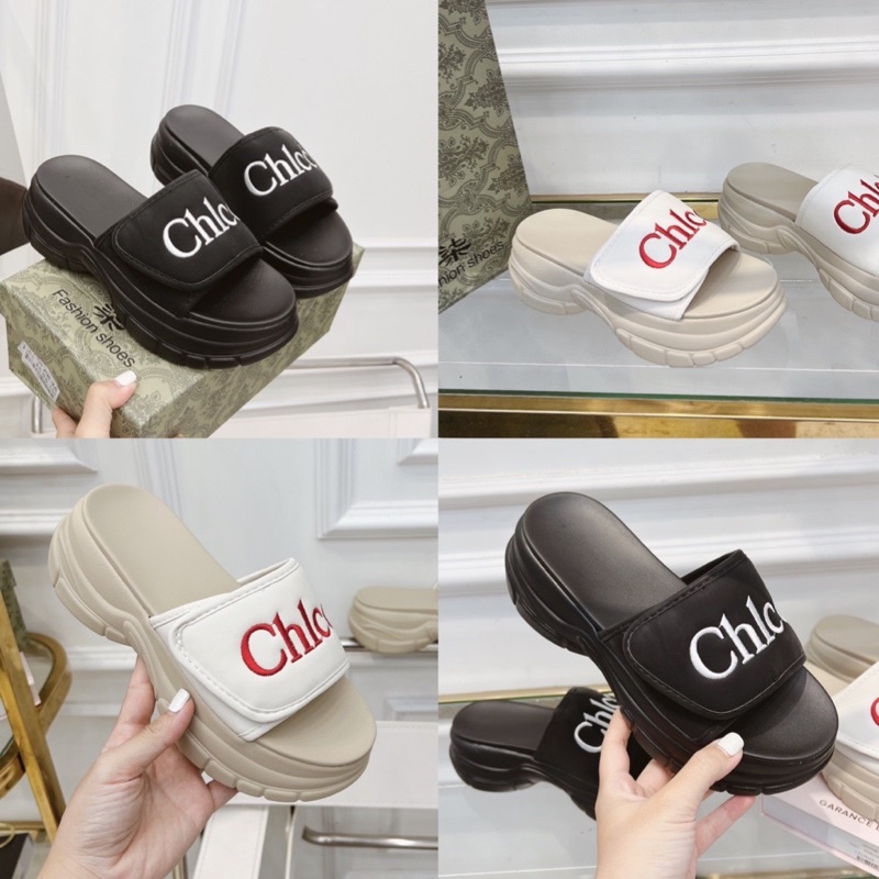 dép đế xuồng chloe quai ngang bánh mì 5cm fullbox