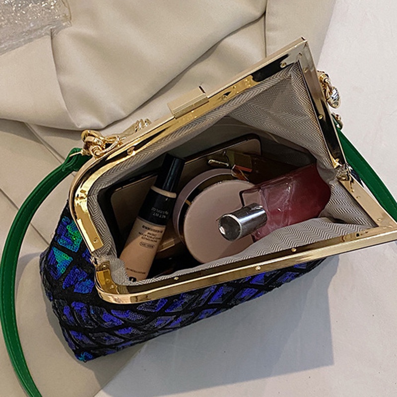 Túi Đeo Chéo Đính Kim Sa Lấp Lánh Phong Cách Retro Dễ Phối Đồ