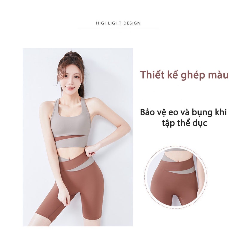 Bộ Đồ Tập Yoga Màu Sắc Tương Phản Thời Trang Cho Nữ