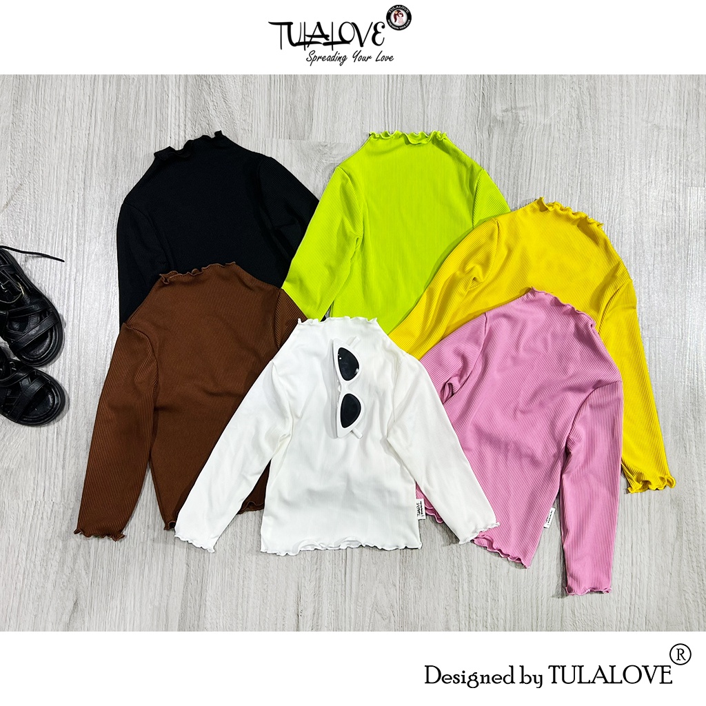 Áo Thu Đông Dài Tay Quấn Bèo Bé Gái, Áo Thun Cho Bé Tulalove