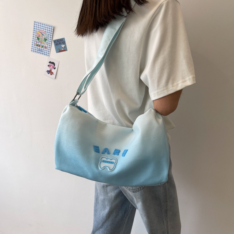 Ielgy Túi Đeo Chéo Màu gradient Phong Cách preppy Thời Trang Cho Nữ