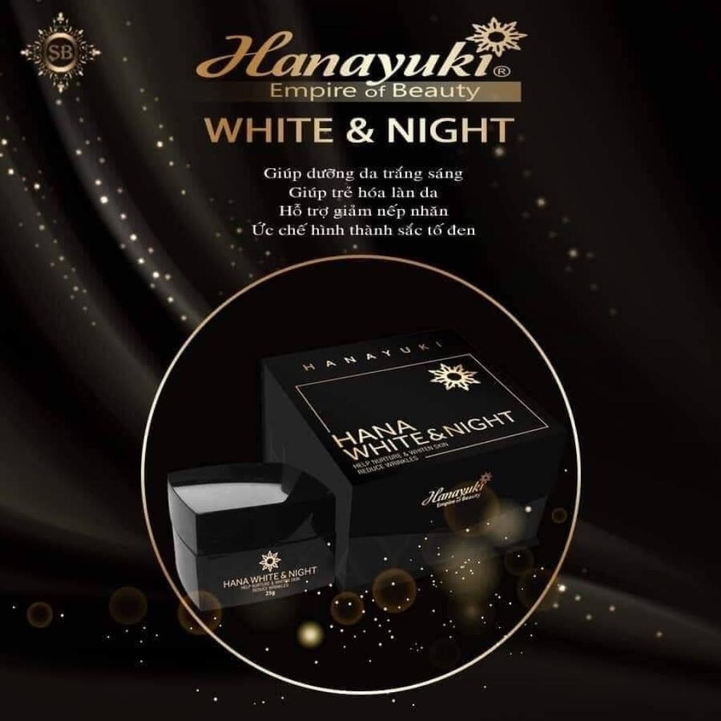 Kem Dưỡng Trắng Da Mặt Hana White Night, Kem Face Dưỡng Ẩm Da Mặt Ban Đêm Hanayuki Chính Hãng 25g