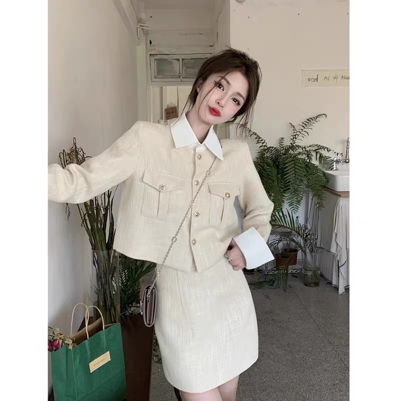 [FR.ST] Set Váy Dạ Cổ Sơ Mi
