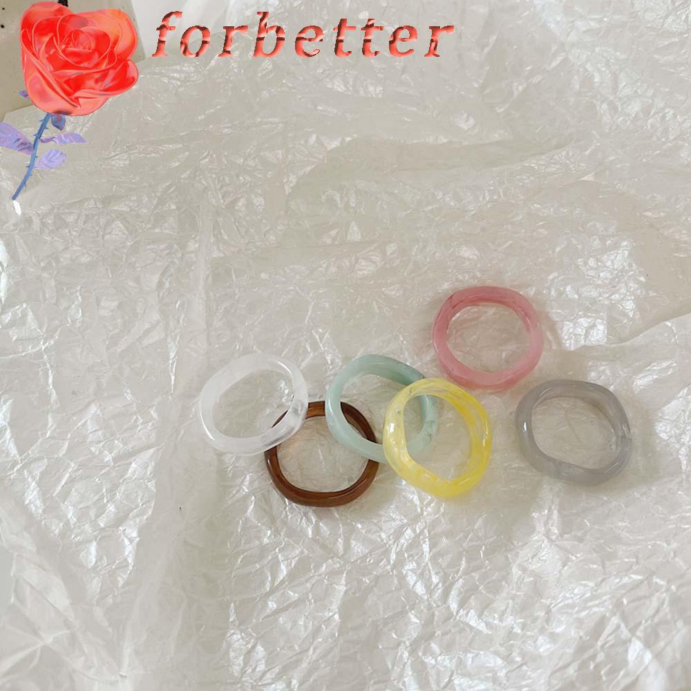 Bộ 2 Nhẫn Acrylic Trong Suốt Màu Kẹo Phong Cách Hàn Quốc Thời Trang