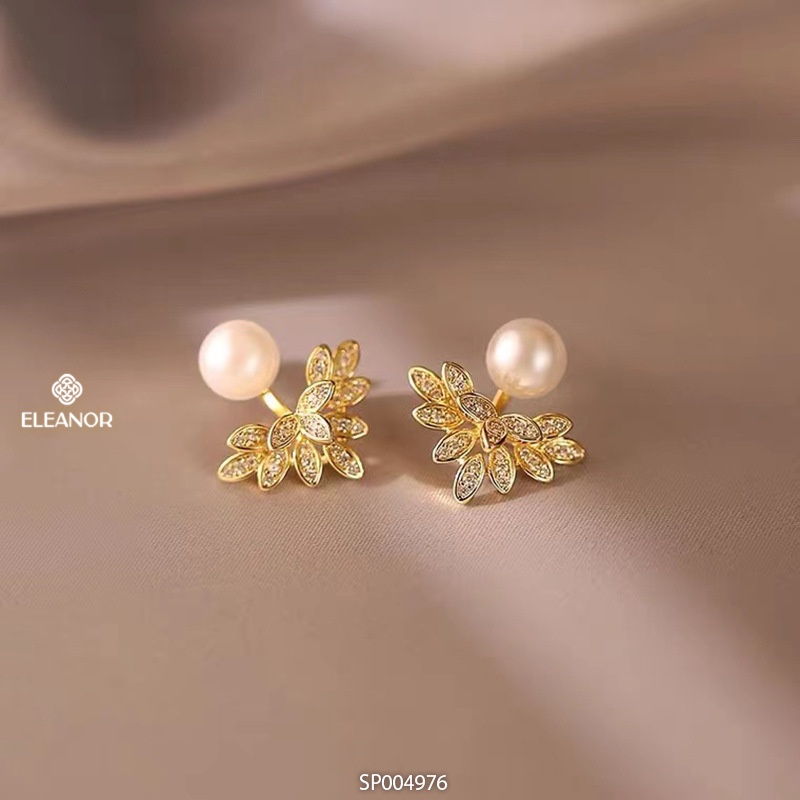 Bông tai nữ chuôi bạc 925 Eleanor Accessories ngọc trai nhân tạo hình đôi cánh phụ kiện trang sức 4976