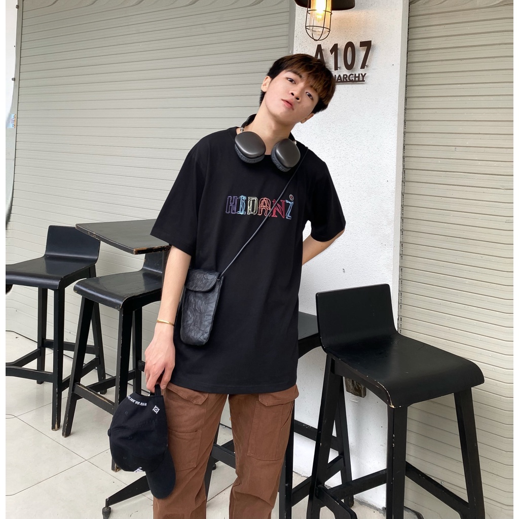 Áo thun Unisex tay lỡ cotton local brand HIDANZ - Rainbow Logo