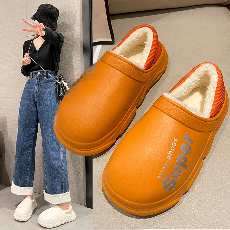 Dép cotton Đi Trong Nhà Đế Dày Chống Trượt Giữ Ấm Mùa Đông Cho Nam Nữ