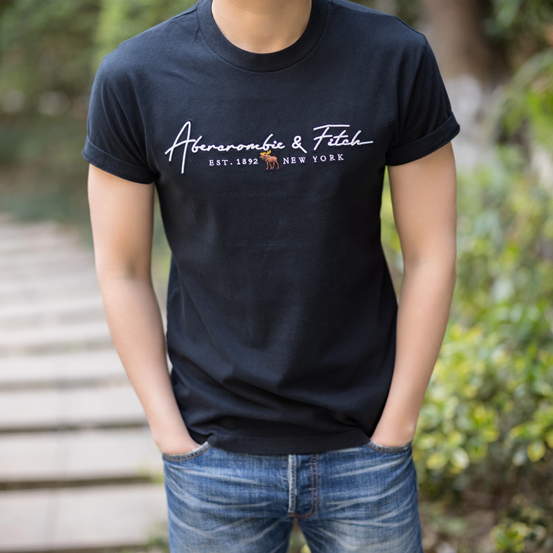 Áo Thun Tay Ngắn Cổ Tròn Chất Liệu Cotton In Họa Tiết Abercrombie Fitch Phong Cách Mới Cho Nam