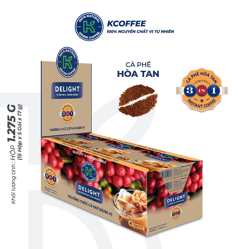 Cà phê sữa hòa tan K Delight 3in1 1275g/hộp thương hiệu K Coffee