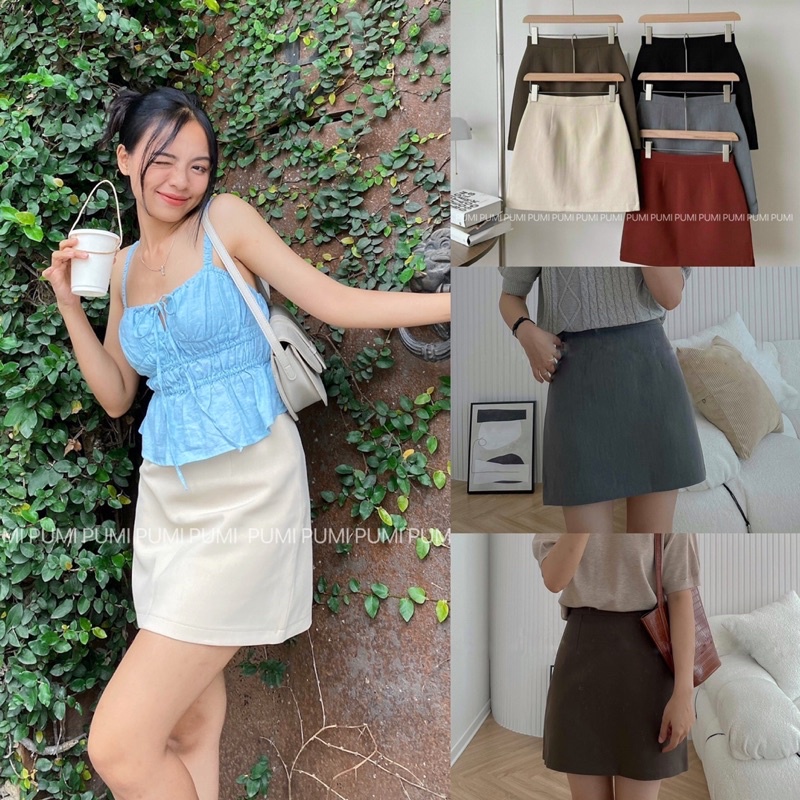 Chân váy công sở form A có dây kéo sau dày dặn nhiều màu size SML Pumi