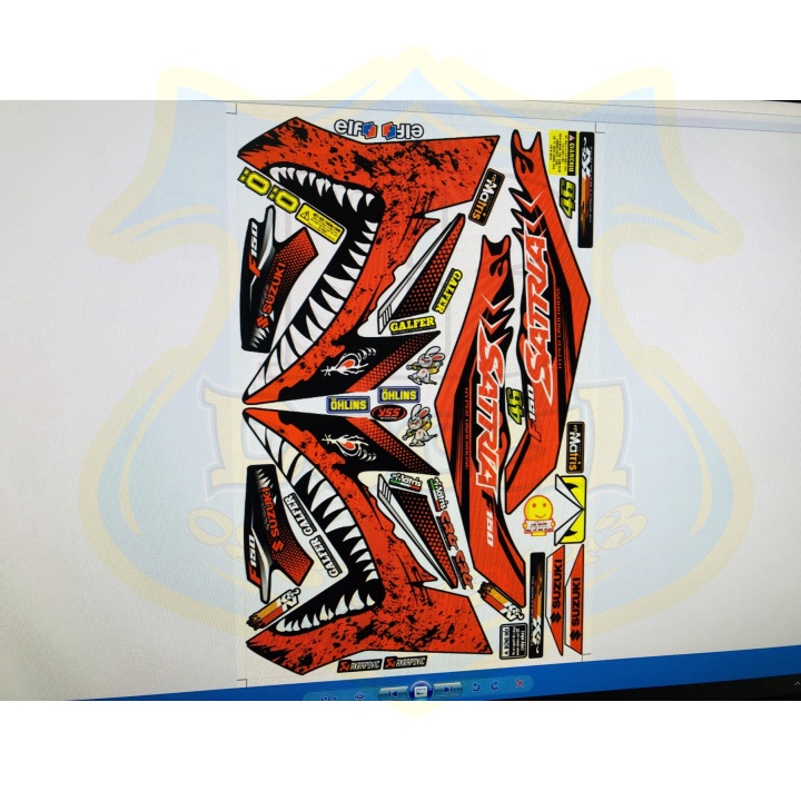 DECAL PVC 5 LỚP CHẤT LƯỢNG CAO Tem rời satria fi cá mập đen