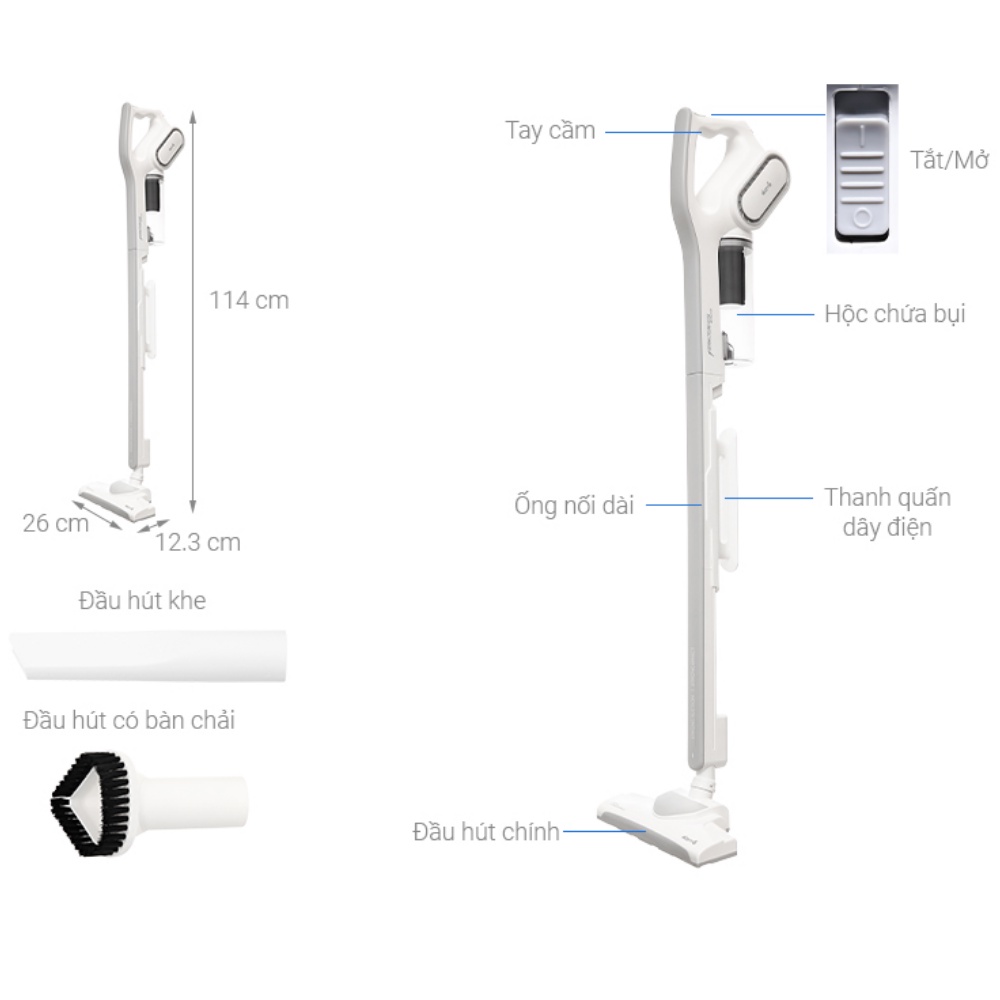 Máy Hút Bụi Cầm Tay Xiaomi Deerma DX700S - Tặng 3 Loại Đầu Hút, 600W, 15000Pa, Công Nghệ Lốc Xoáy - Bảo Hành 12 Tháng