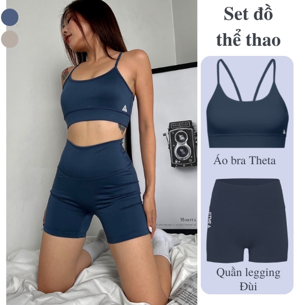 Set áo tập gym nữ Fitme Theta, quần legging đùi chất liệu thun co giãn 4 thumbnail