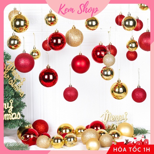 Set 3 quả châu trang trí Noel Giáng sinh Christmas size 4/6/8cm nhiều màu sắc - Kem Shop K284